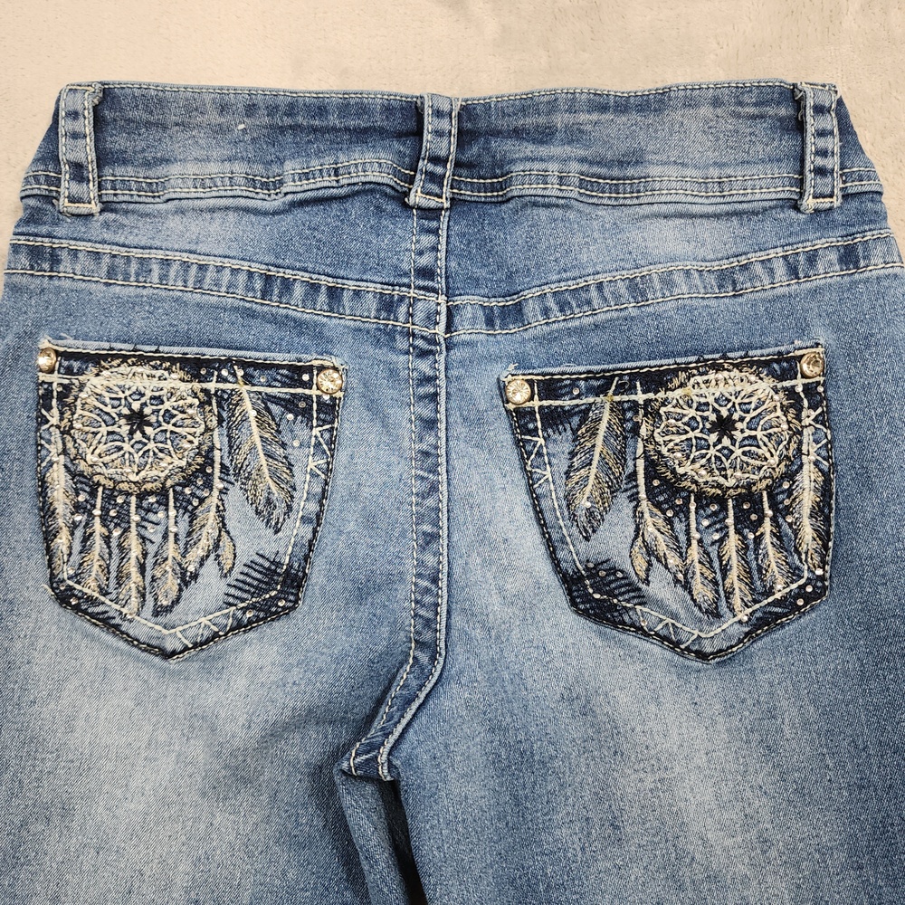 Copperflash Jeans Womens 6 Blue Curvy Mid Rise Straight Leg Embroidered Pockets